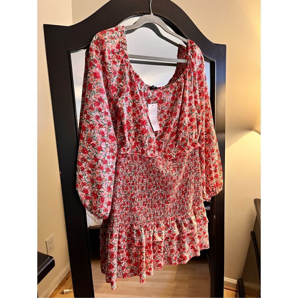 NEW Floral Off Shoulder Long Sleeve Dress Party XL